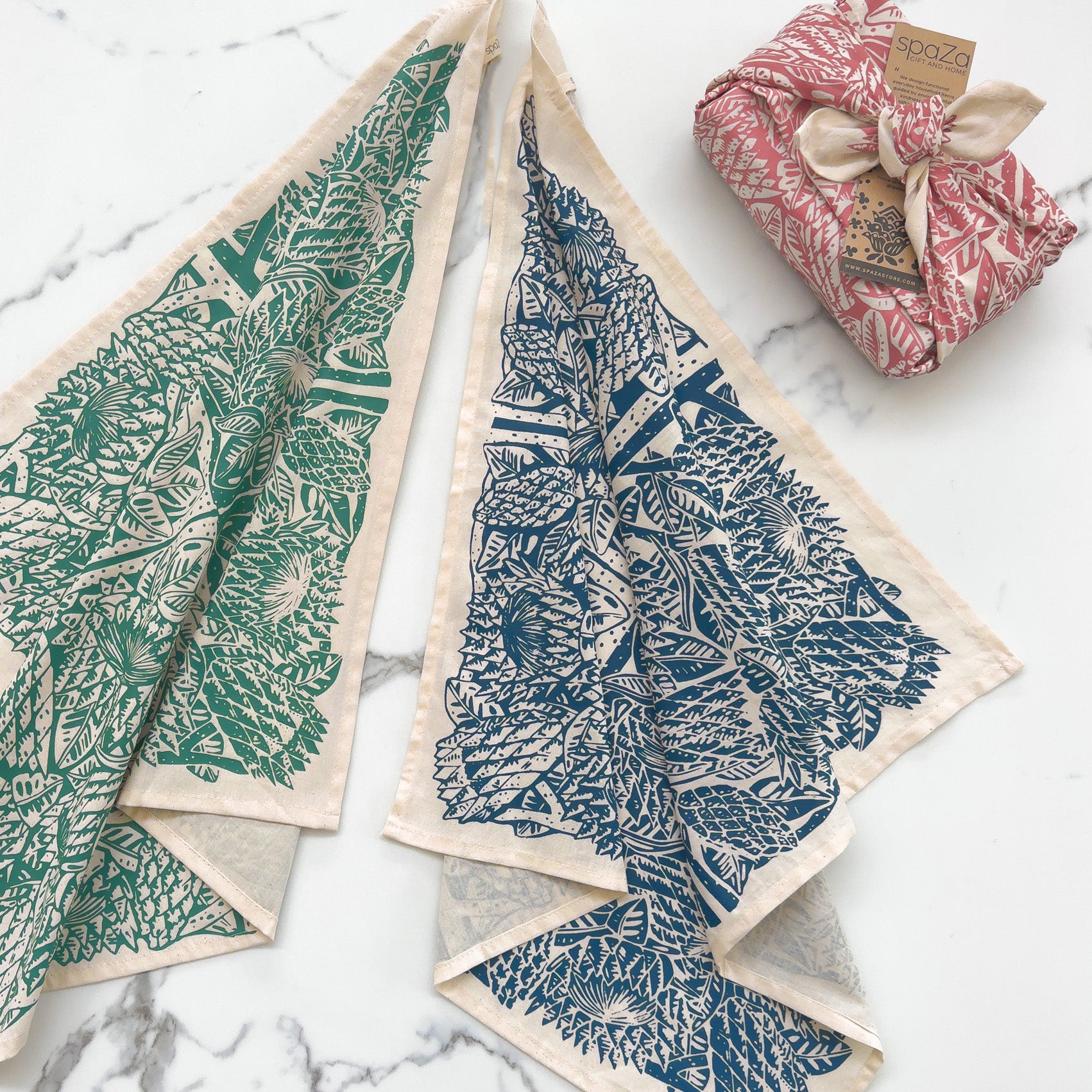 Furoshiki Set of 3 Protea Print | cloth fabric gift wrap