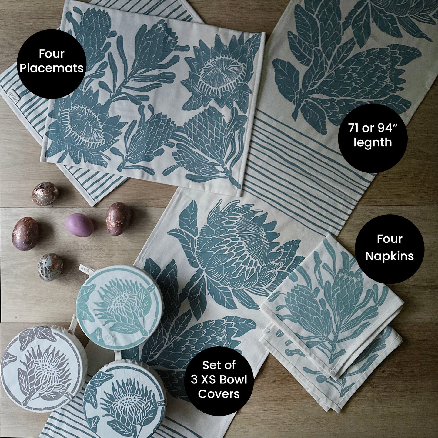 Dining Bundle for 4 | Protea Print