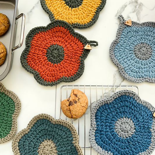 Pot Holder Crochet Flower | Oven Mitt