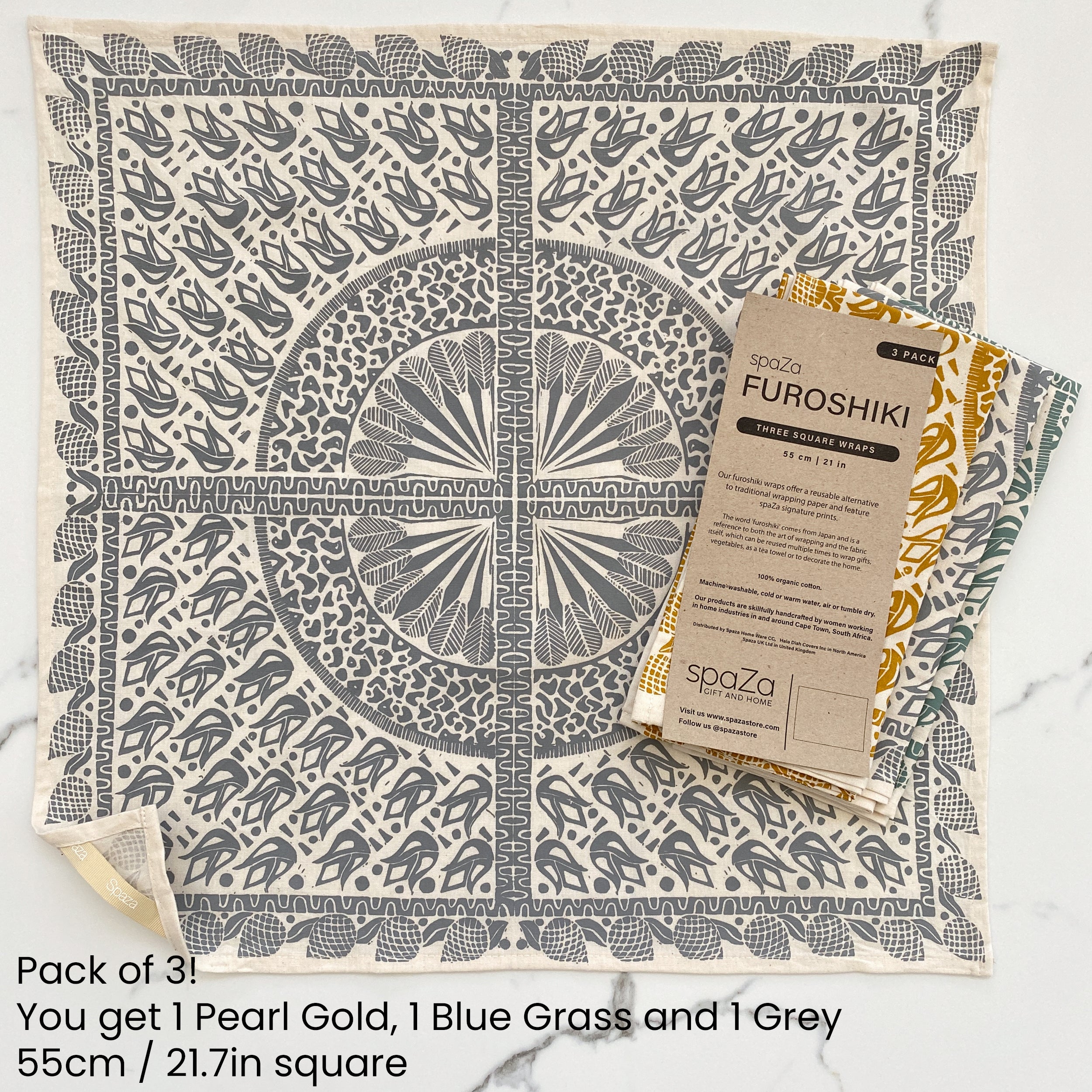 Furoshiki Set of 3 Safari Print | fabric cloth for folding, wrapping, decor and gifting