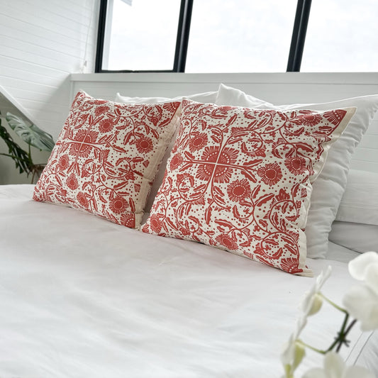 Cushion Cover 24" 60cm square | organic cotton blue, gold, red