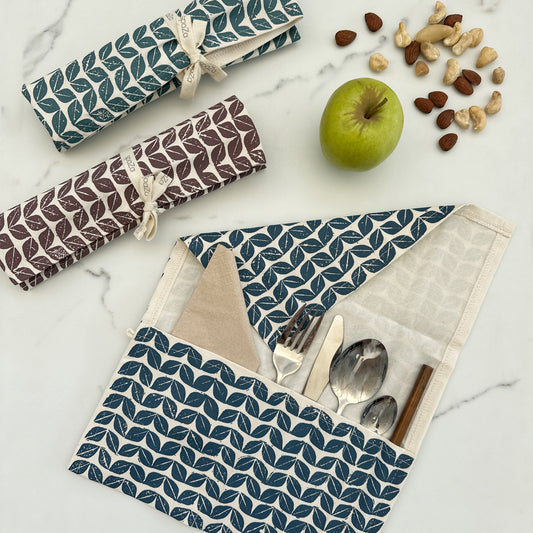 Cutlery Roll | carry your utensils for lunch box, picnic, road trips and table dressing