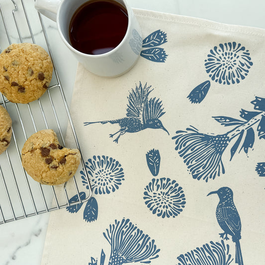 Cotton Tea Towel | Pincushion Protea & Sunbird Print