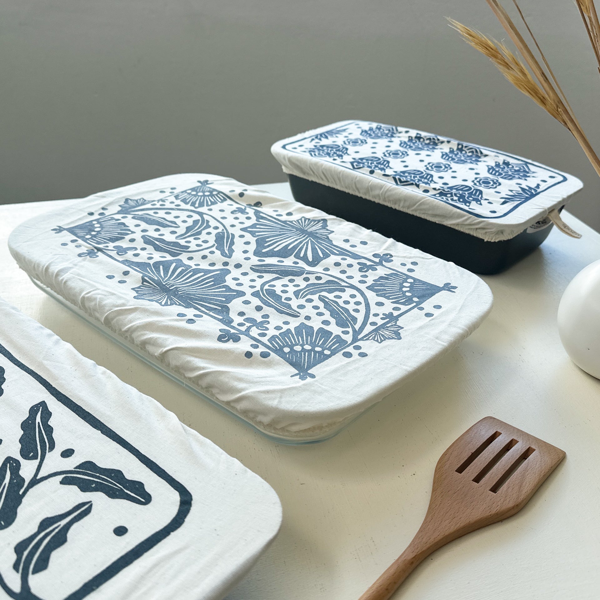 Dish Cover Rectangle Set of 3 | Protea Print