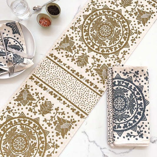 Table Runner Navy Gold | Madiba Print