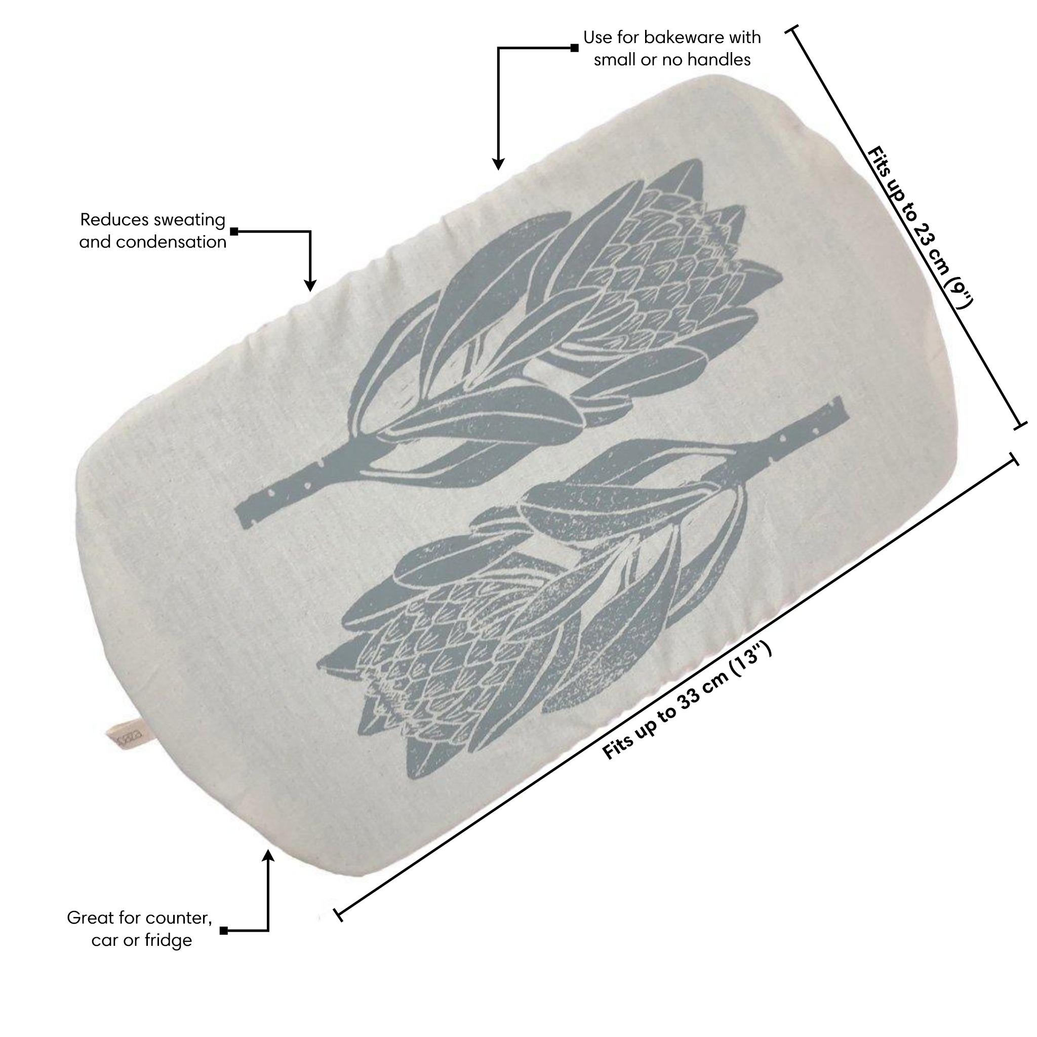 Dish and Casserole Cover Rectangle Protea Print | cloth cover for a casserole dish