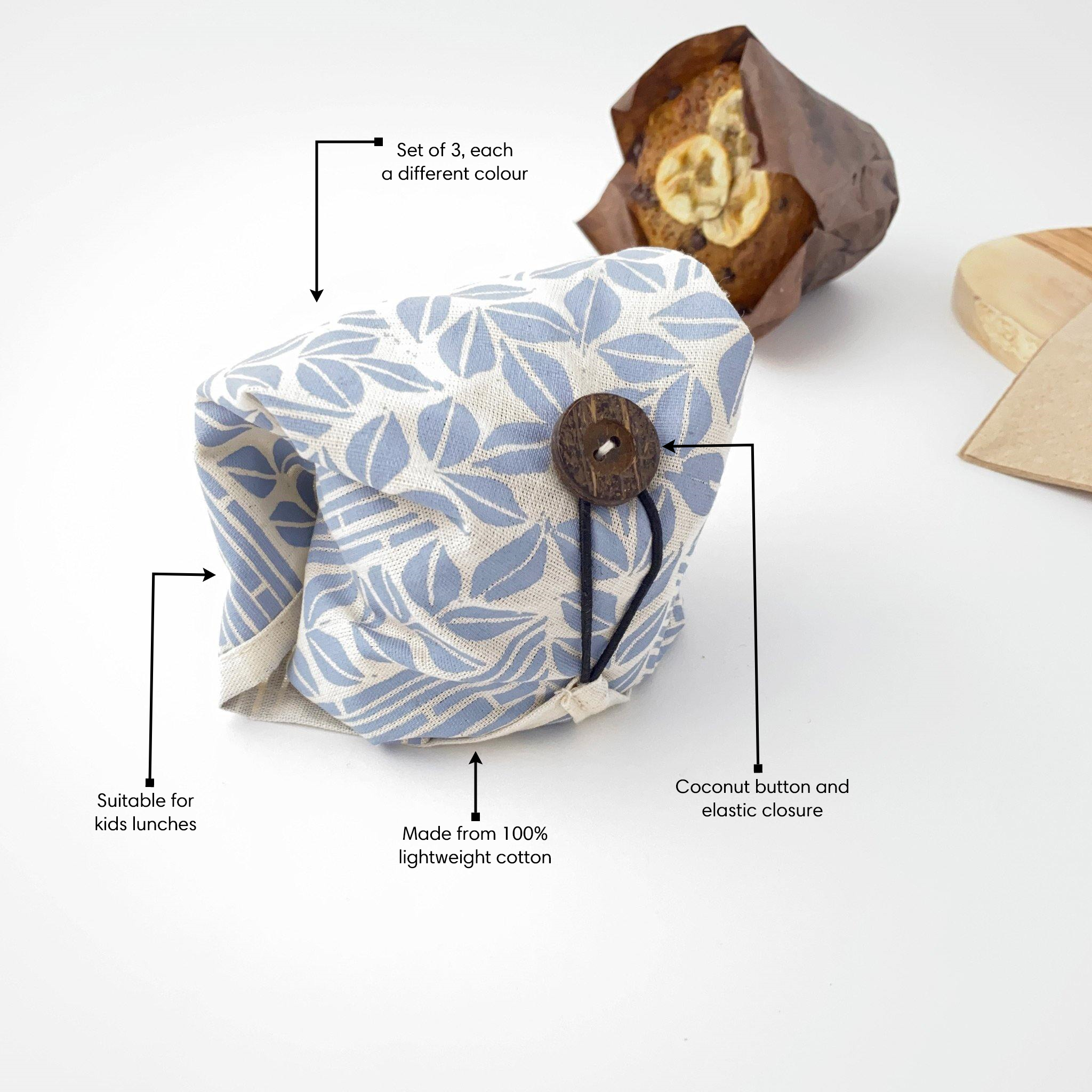 Food Wrap Set of 3 | easy fabric wrap for on the go