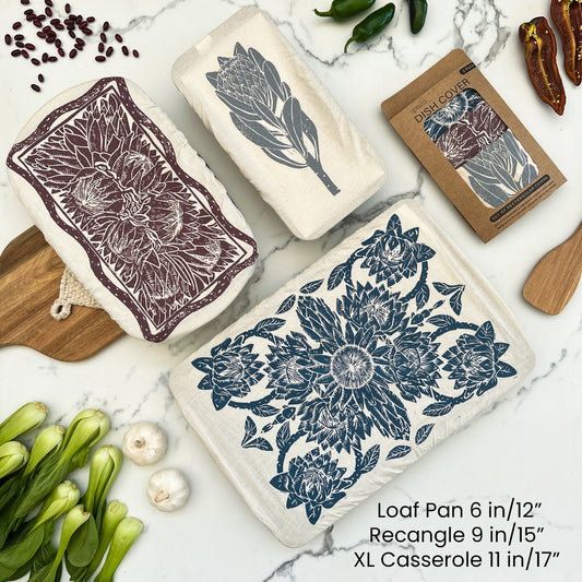 Dish Cover Rectangle Set of 3 | Protea Print