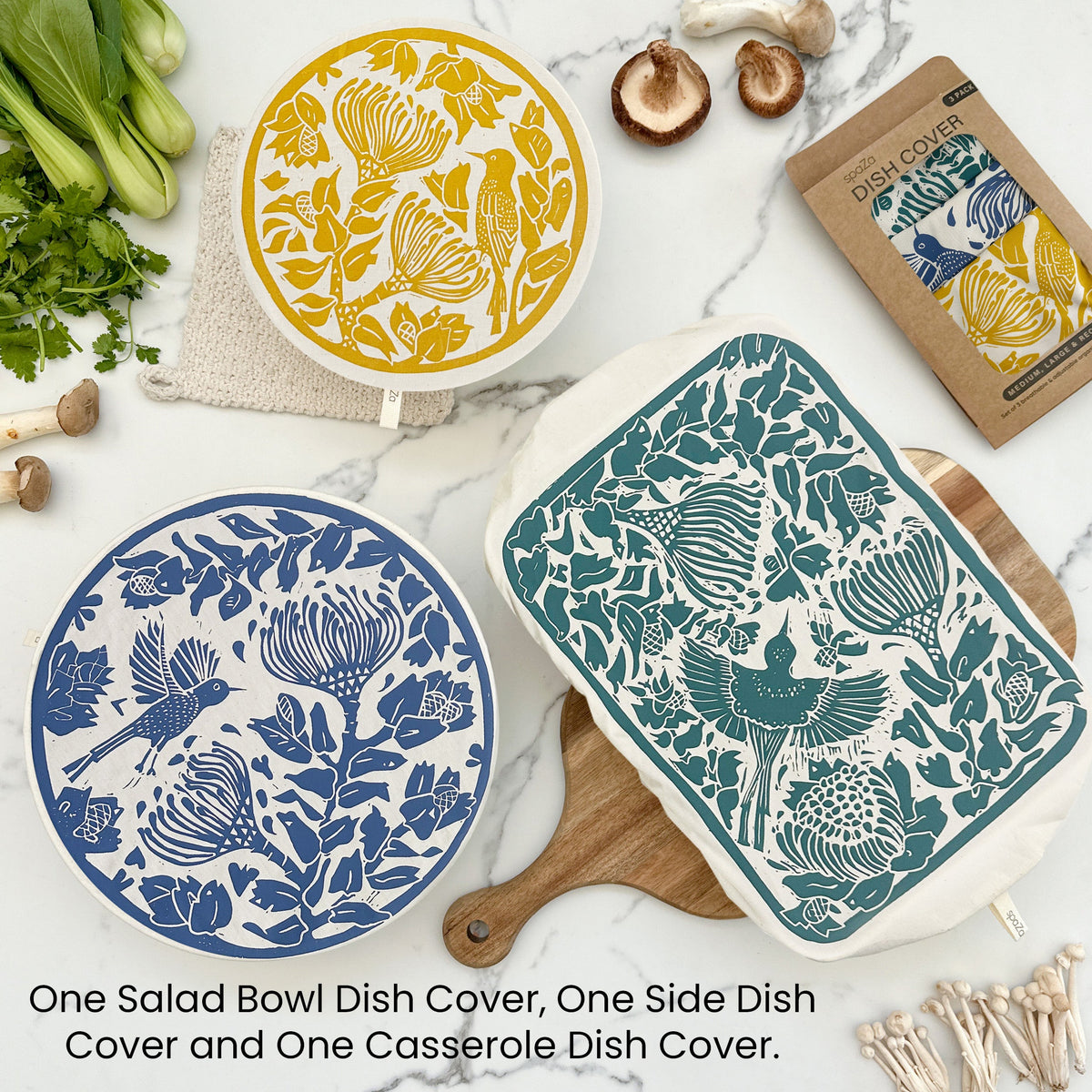 Cotton Dish Cover Set of 3 | Rounds & Rectangle |Sunbird