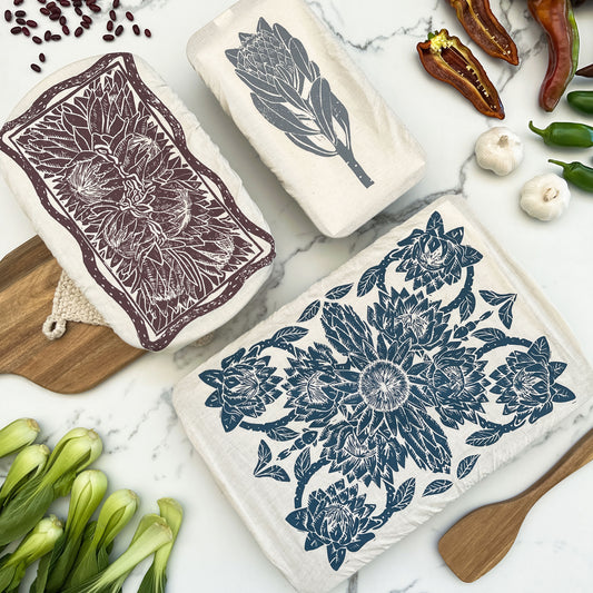Dish Cover Rectangle Set of 3 | Protea Print