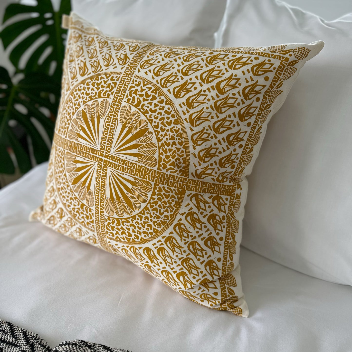 Cushion Cover 24" 60cm square | organic cotton gold, teal, grey