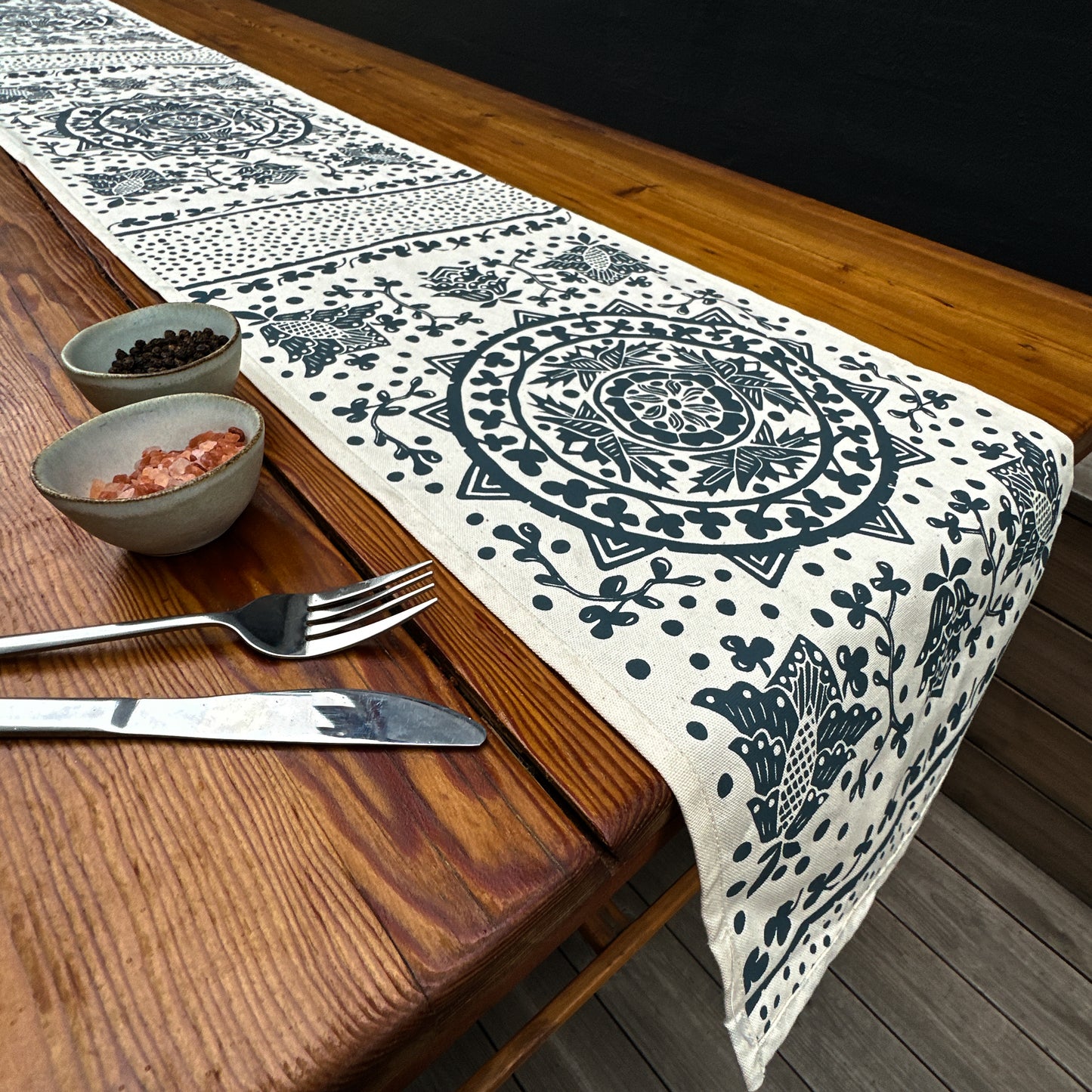 Table Runner Navy Gold | Madiba Print