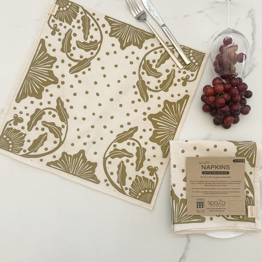 Cotton Table Napkins Red, Navy, Gold | Madiba Print