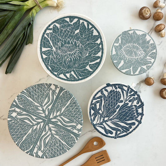 Dish and Bowl Cover Set of 4 | Protea Print
