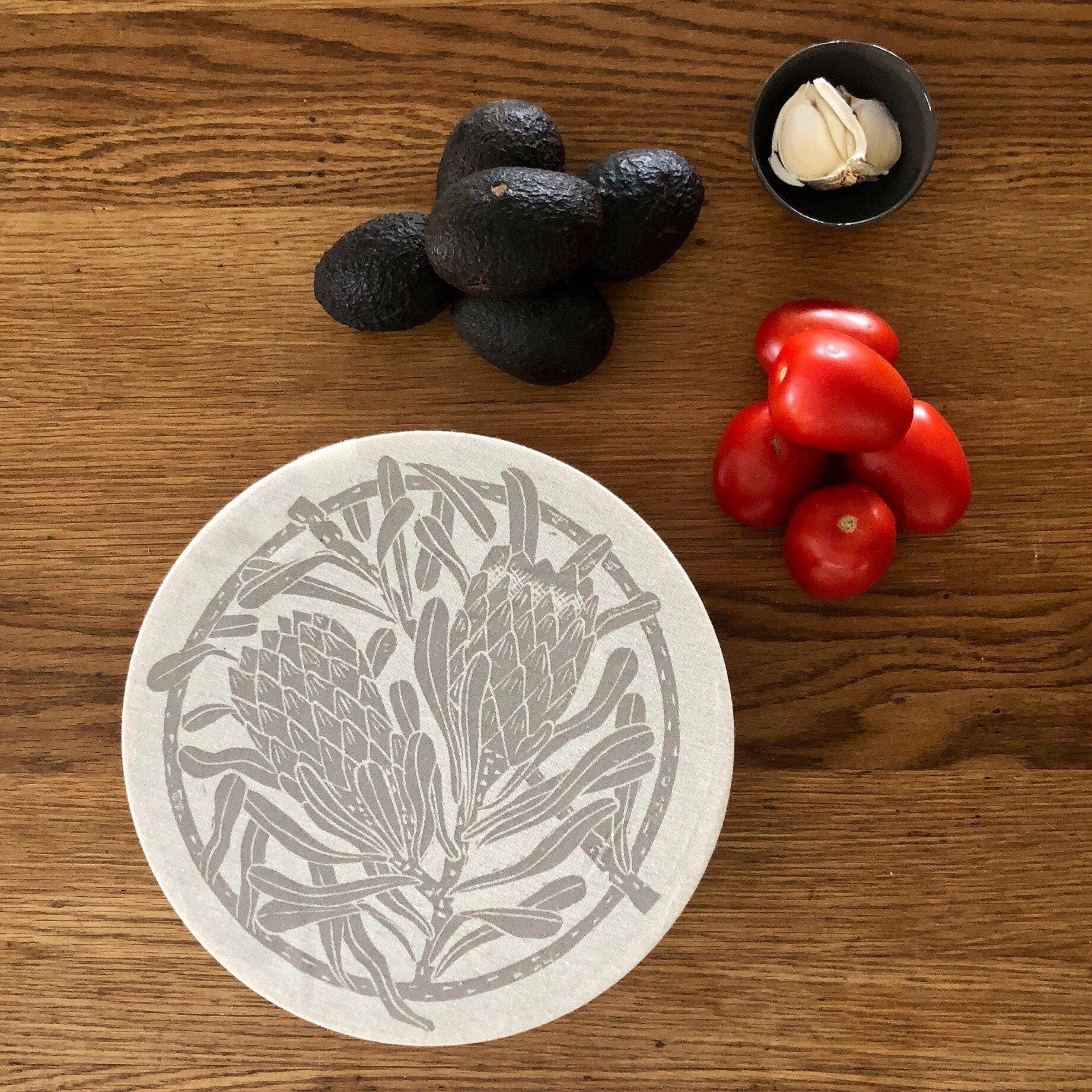 Dish and Bowl Cover Medium Protea Print | single bowl cover for medium salads and leftovers