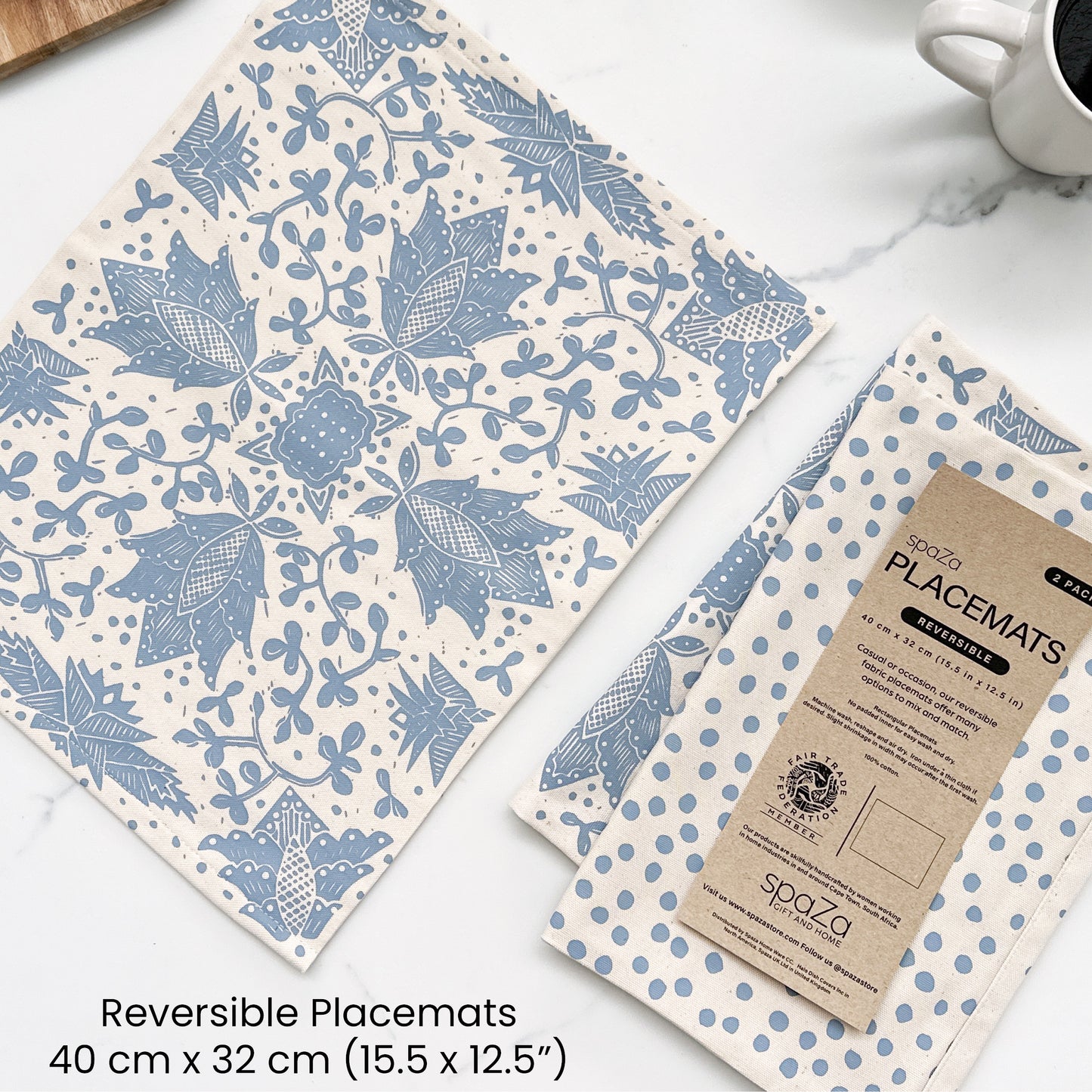 Placemats Reversible Blue | Set of 2 Madiba Print