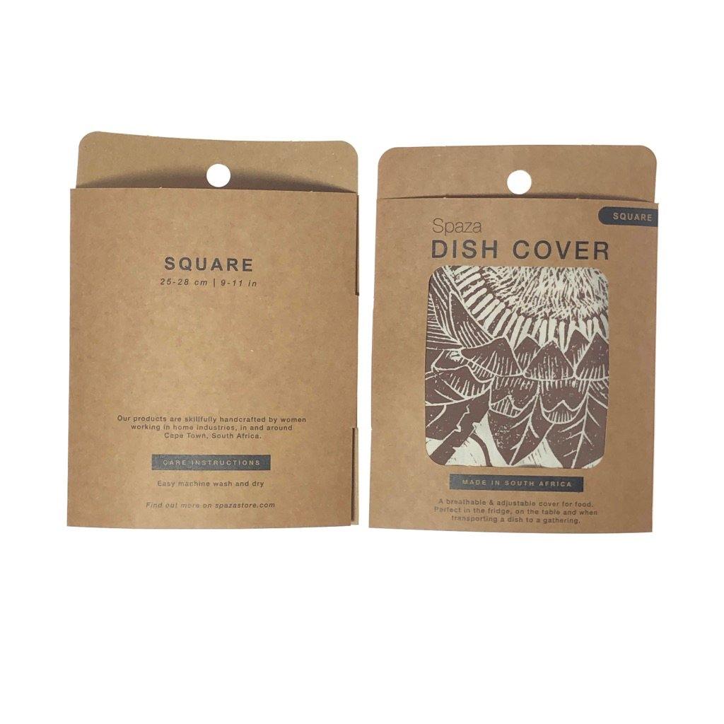 Dish and Casserole Cover Square Protea Print : cloth cover for square bakes - spaza.store.com