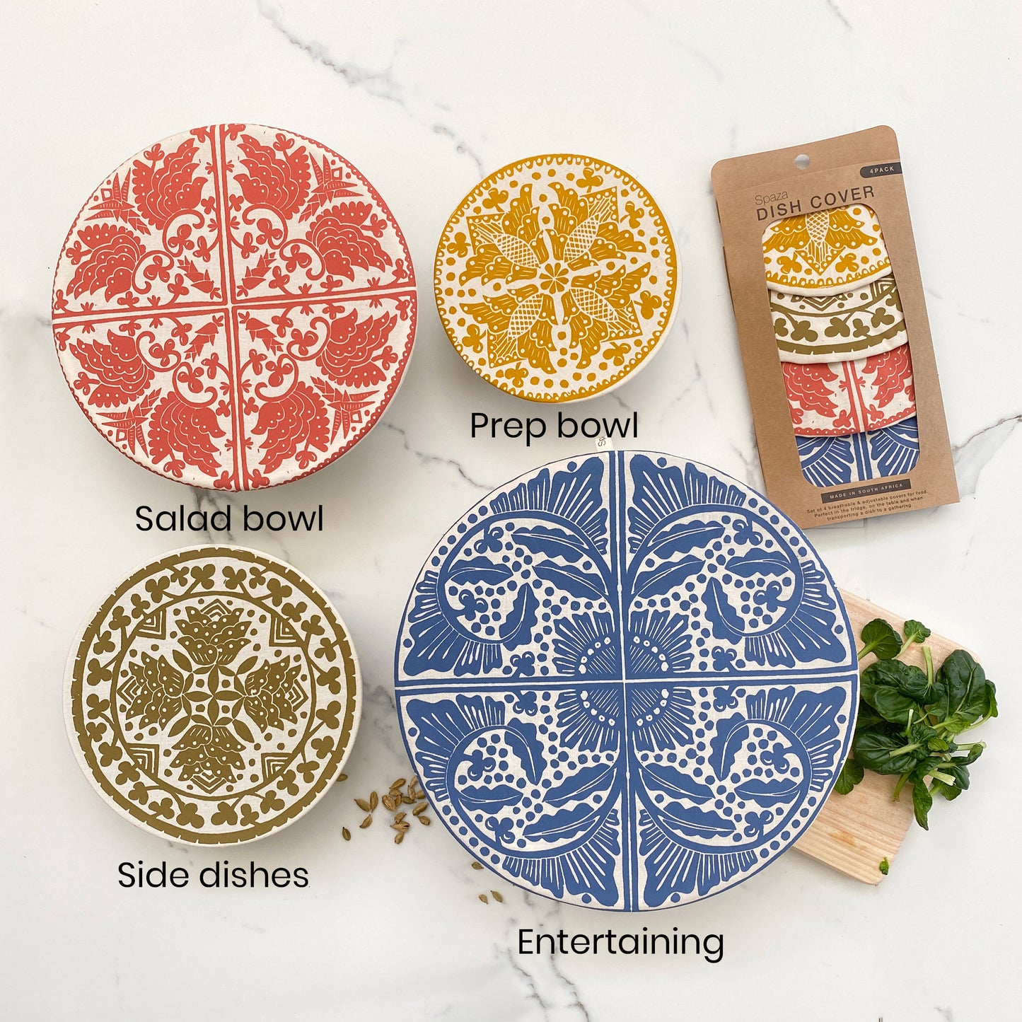 Dish and Bowl Cover Set of 4 | Madiba Print