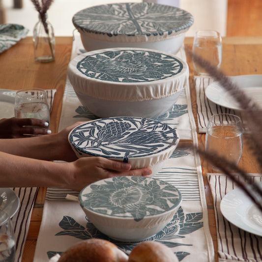 Dish and Bowl Cover Set of 4 | Protea Print